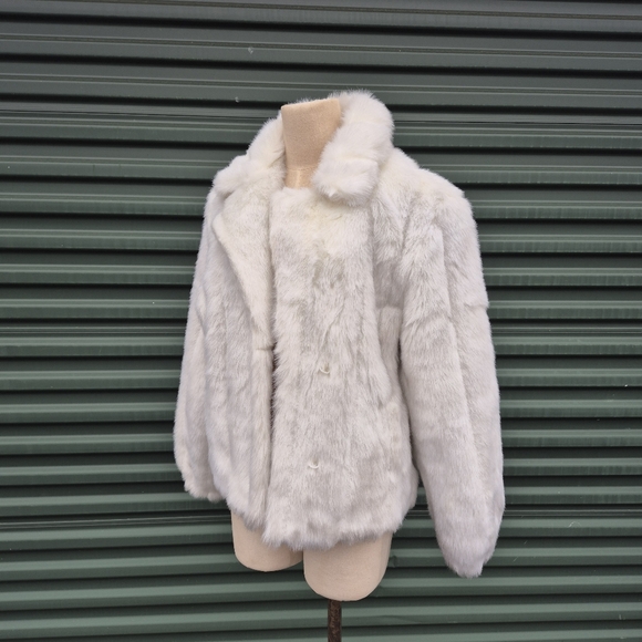 Fabulous Furs Jackets & Blazers - Donna Salyers Fabulous-Furs White Faux Mink Jacket Coat Size M Made in USA